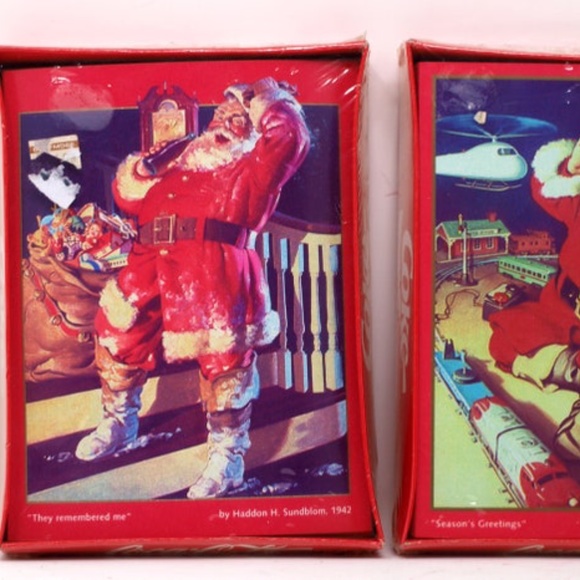Set of 2 - Vintage Coke Coca- Cola Advertising Holiday Christmas Cards In origin - Picture 2 of 10